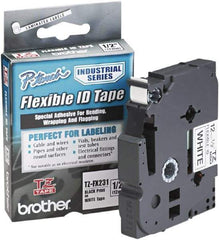 Brother - 1/2" Wide x 314.4" Long, White Plastic/Paper Tape Cassette - For Label Maker - Americas Industrial Supply
