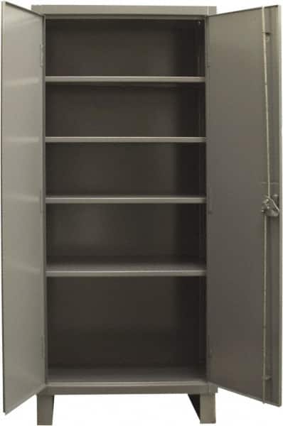 Durham - 4 Shelf Locking Storage Cabinet - Steel, 36" Wide x 18" Deep x 78" High, Gray - Americas Industrial Supply