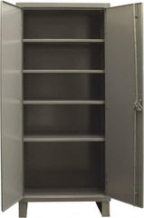 Durham - 4 Shelf Locking Storage Cabinet - Steel, 36" Wide x 18" Deep x 78" High, Gray - Americas Industrial Supply