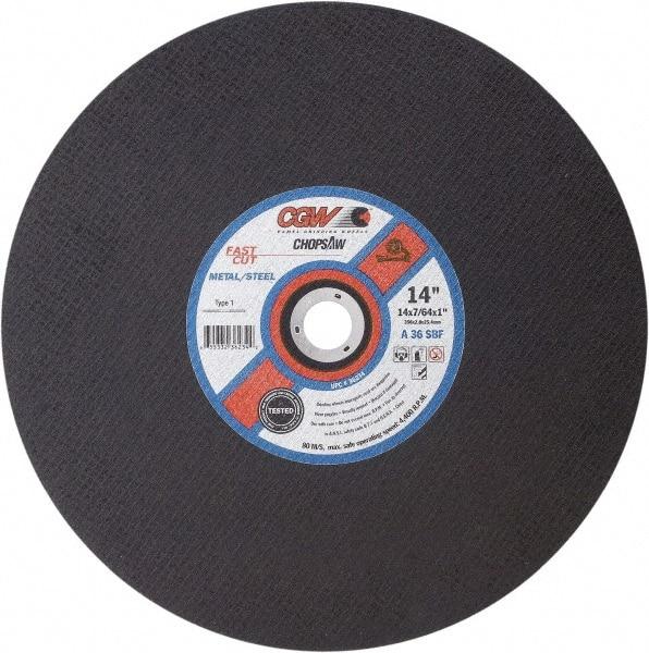 Camel Grinding Wheels - 14" 36 Grit Aluminum Oxide Cutoff Wheel - 7/64" Thick, 1" Arbor, 4,400 Max RPM - Americas Industrial Supply