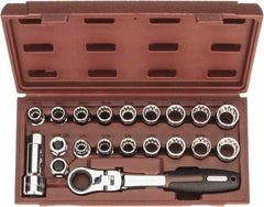Paramount - 20 Piece 3/4" Drive Deep Well Socket Set - 12 Points, 3/8" to 3/4" (10mm to 19mm) Range, Inch/Metric Measurement Standard - Americas Industrial Supply
