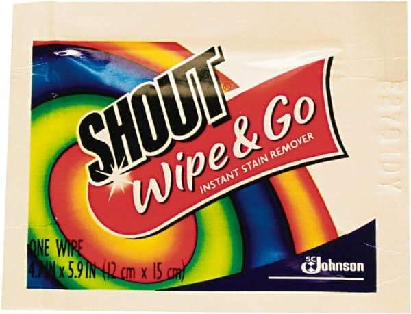 Shout - Pre-Moistened General Purpose Wipes - Packet, 4-3/4" x 5-7/8" Sheet Size, White - Americas Industrial Supply