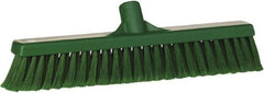Vikan - 16" Fine Particle Synthetic Push Broom - 2" Bristle Length, Plastic Block, European Threaded Handle Connection - Americas Industrial Supply