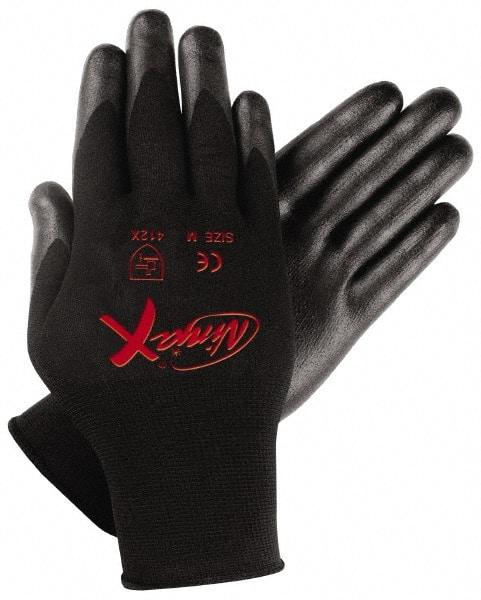 MCR Safety - Size M (8) Nitrile Coated Nylon General Protection Work Gloves - For General Purpose, Palm & Fingers Coated, Knit Wrist Cuff, Full Fingered, Black, Paired - Americas Industrial Supply