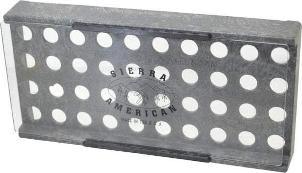 Made in USA - 40 Collet, ER16 Plastic Collet Rack and Tray - 5-3/8 Inch Wide x 1-1/2 Inch High x 10-3/4 Inch Long, Clear Sliding Lid - Exact Industrial Supply