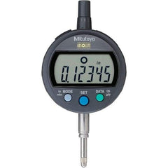 Mitutoyo - 0 to 1/2" Range, 0.00005" Graduation, Electronic Drop Inidicator - Flat Back, 0.00012" Accuracy, LCD Display, Inch & Metric - Americas Industrial Supply