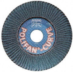 PFERD - 60 Grit, 4-1/2" Disc Diam, 5/8-11 Center Hole, Type 27 Ceramic Flap Disc - 13,300 Max RPM, Fiberglass Backing, Arbor Attaching System, Coated - Americas Industrial Supply