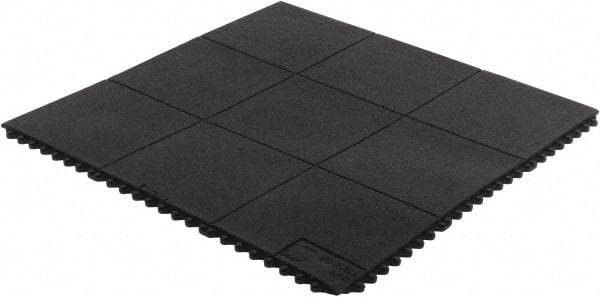 Wearwell - 3' Long x 3' Wide, Dry/Wet Environment, Anti-Fatigue Matting - Black, CFR Rubber with CFR Rubber Base, Straight - Americas Industrial Supply