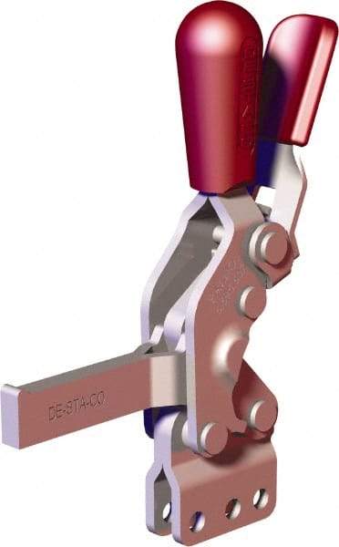 De-Sta-Co - 607 Lb Holding Capacity, Vertical Handle, Manual Hold Down Toggle Clamp - 66° Handle Movement, 75° Bar Opening, Solid Bar, Straight Base, Carbon Steel - Americas Industrial Supply