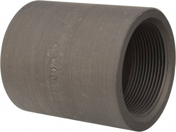 Made in USA - Size 2 x 1-1/2", Class 3,000, Forged Carbon Steel Black Pipe Reducing Coupling - 3,000 psi, Threaded End Connection - Americas Industrial Supply