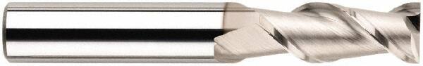 SGS - 3/8", 2-1/2" LOC, 3/8" Shank Diam, 4-1/4" OAL, 2 Flute, Solid Carbide Square End Mill - Single End, Uncoated, Spiral Flute, 45° Helix, Centercutting, Right Hand Cut, Right Hand Flute, Series 44 - Americas Industrial Supply