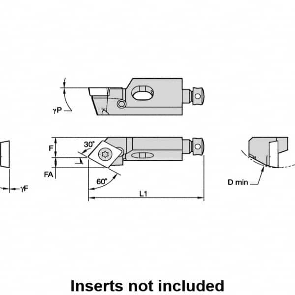 Kennametal - Series Screw-On, Left Hand, SCTP Toolholder Compatibility, CP.. Insert Compatibility, Indexable Turning Cartridge - Screw Holding Method, 32mm OAL x 7mm OAW x 11mm OAH - Americas Industrial Supply