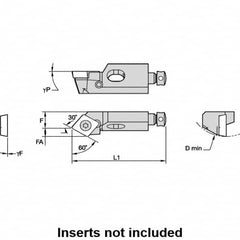 Kennametal - Series Screw-On, Left Hand, SCTP Toolholder Compatibility, CP.. Insert Compatibility, Indexable Turning Cartridge - Screw Holding Method, 32mm OAL x 7mm OAW x 11mm OAH - Americas Industrial Supply