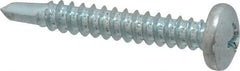 Value Collection - #10, Pan Head, Phillips Drive, 1-1/4" Length Under Head, #3 Point, Self Drilling Screw - Grade 1016-1024 Steel, Zinc-Plated Finish - Americas Industrial Supply