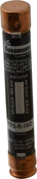 Cooper Bussmann - 300 VDC, 600 VAC, 15 Amp, Time Delay General Purpose Fuse - Fuse Holder Mount, 127mm OAL, 20 at DC, 200 (RMS) kA Rating, 20.6mm Diam - Americas Industrial Supply