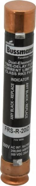 Cooper Bussmann - 300 VDC, 600 VAC, 20 Amp, Time Delay General Purpose Fuse - Fuse Holder Mount, 127mm OAL, 20 at DC, 200 (RMS) kA Rating, 20.6mm Diam - Americas Industrial Supply