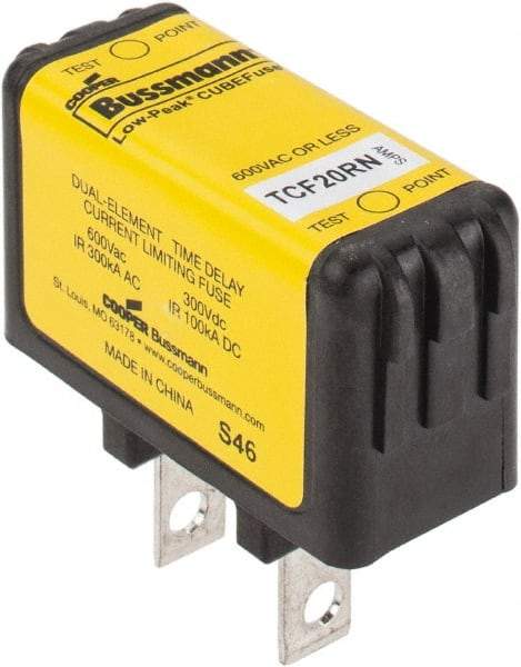 Cooper Bussmann - 300 VDC & 600 VAC, 20 Amp, Time Delay General Purpose Fuse - Plug-in Mount, 47.75mm OAL, 100 at DC, 200 (CSA RMS), 300 (UL RMS) kA Rating - Americas Industrial Supply