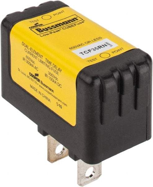 Cooper Bussmann - 300 VDC, 600 VAC, 35 Amp, Time Delay Finger Safe Fuse - Plug-in Mount, 54.1mm OAL, 100 at DC, 200 (CSA RMS), 300 (UL RMS) kA Rating - Americas Industrial Supply