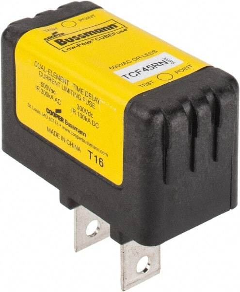 Cooper Bussmann - 300 VDC, 600 VAC, 45 Amp, Time Delay General Purpose Fuse - Plug-in Mount, 54.1mm OAL, 100 at DC, 200 (CSA RMS), 300 (UL RMS) kA Rating - Americas Industrial Supply