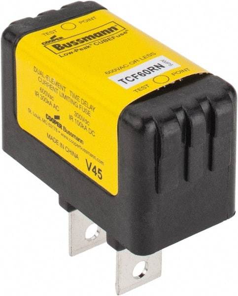 Cooper Bussmann - 300 VDC, 600 VAC, 60 Amp, Time Delay General Purpose Fuse - Plug-in Mount, 76.45mm OAL, 100 at DC, 200 (CSA RMS), 300 (UL RMS) kA Rating - Americas Industrial Supply