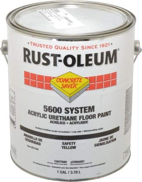 Rust-Oleum - 1 Gal Can Satin Safety Yellow Floor Coating - <100 g/L VOC Content - Americas Industrial Supply