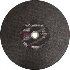 Weiler - 14" 46 Grit Aluminum Oxide Cutoff Wheel - 3/32" Thick, 1" Arbor, 4,400 Max RPM, Use with Chop Saws - Americas Industrial Supply