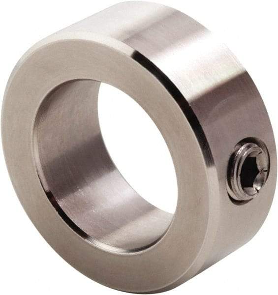 Climax Metal Products - 3/32" Bore, Stainless Steel, Set Screw Shaft Collar - 3/8" Outside Diam, 3/16" Wide - Americas Industrial Supply