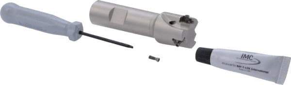 Iscar - 1" Cut Diam, 0.315" Max Depth of Cut, 3/4" Shank Diam, 3.38" OAL, Indexable Square Shoulder Helical End Mill - Weldon Shank, 90° Lead Angle, Through Coolant, Series Helitang - Americas Industrial Supply