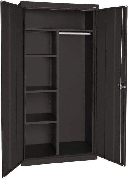 Sandusky Lee - 5 Shelf Combination Storage Cabinet - Steel, 46" Wide x 24" Deep x 72" High, Black - Americas Industrial Supply