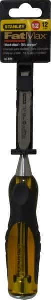 Stanley - 9" OAL x 1/2" Blade Width Wood Chisel - 1/2" Tip, Acetate & Rubber Grip Handle - Americas Industrial Supply