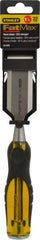 Stanley - 9" OAL x 1-1/4" Blade Width Wood Chisel - 1-1/4" Tip, Acetate & Rubber Grip Handle - Americas Industrial Supply