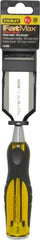 Stanley - 9" OAL x 1-1/2" Blade Width Wood Chisel - 1-1/2" Tip, Acetate & Rubber Grip Handle - Americas Industrial Supply