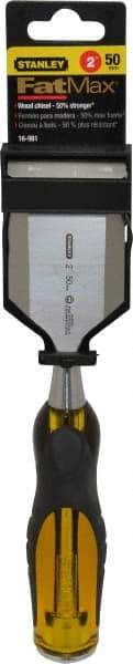 Stanley - 9" OAL x 2" Blade Width Wood Chisel - 2" Tip, Acetate & Rubber Grip Handle - Americas Industrial Supply