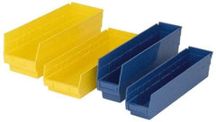 Quantum Storage - 50 Lb. Load Capacity, 23-5/8" Deep, Blue Polypropylene Hopper Shelf Bin - 6" High x 4-1/8" Wide x 23-5/8" Long - Americas Industrial Supply