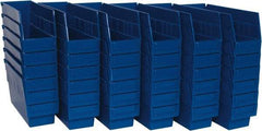 Quantum Storage - 50 Lb. Load Capacity, 11-5/8" Deep, Blue Polypropylene Hopper Shelf Bin - 6" High x 4-1/8" Wide x 11-5/8" Long - Americas Industrial Supply