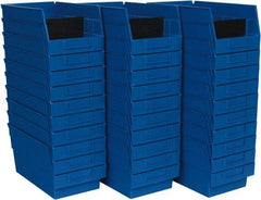 Quantum Storage - 50 Lb. Load Capacity, 11-5/8" Deep, Blue Polypropylene Hopper Shelf Bin - 6" High x 6-5/8" Wide x 11-5/8" Long - Americas Industrial Supply