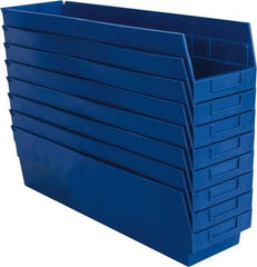Quantum Storage - 50 Lb. Load Capacity, 23-5/8" Deep, Blue Polypropylene Hopper Shelf Bin - 6" High x 6-5/8" Wide x 23-5/8" Long - Americas Industrial Supply