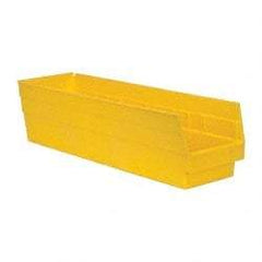Quantum Storage - 50 Lb. Load Capacity, 23-5/8" Deep, Yellow Polypropylene Hopper Shelf Bin - 6" High x 6-5/8" Wide x 23-5/8" Long - Americas Industrial Supply