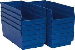Quantum Storage - 50 Lb. Load Capacity, 17-7/8" Deep, Blue Polypropylene Hopper Shelf Bin - 6" High x 8-3/8" Wide x 17-7/8" Long - Americas Industrial Supply
