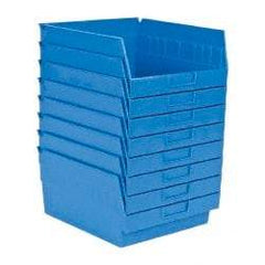 Quantum Storage - 50 Lb. Load Capacity, 11-5/8" Deep, Blue Polypropylene Hopper Shelf Bin - 6" High x 11-1/8" Wide x 11-5/8" Long - Americas Industrial Supply