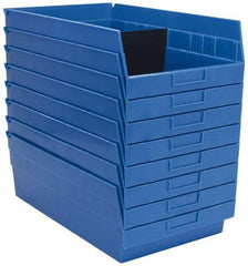 Quantum Storage - 50 Lb. Load Capacity, 17-7/8" Deep, Blue Polypropylene Hopper Shelf Bin - 6" High x 11-1/8" Wide x 17-7/8" Long - Americas Industrial Supply