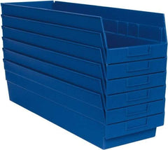 Quantum Storage - 50 Lb. Load Capacity, 23-5/8" Deep, Blue Polypropylene Hopper Shelf Bin - 6" High x 8-3/8" Wide x 23-5/8" Long - Americas Industrial Supply