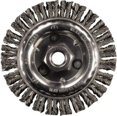 PFERD - 6" OD, 5/8-11 Arbor Hole, Knotted Steel Wheel Brush - 3/16" Face Width, 1-1/2" Trim Length, 0.02" Filament Diam, 12,500 RPM - Americas Industrial Supply