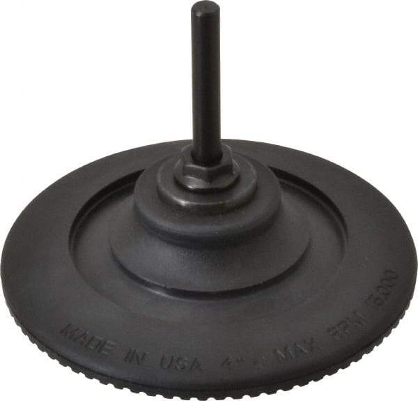 Made in USA - 4" Diam Quick-Change Type R Disc Backing Pad - 1/4" Shank Diam, Medium Density, 15,000 RPM - Americas Industrial Supply