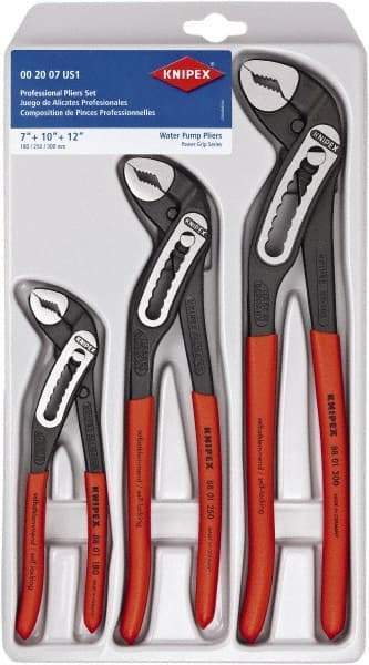 Knipex - 3 Piece Pipe Wrench & Water Pump Plier Set - Comes in Plastic Deep-Drawn Packaging - Americas Industrial Supply