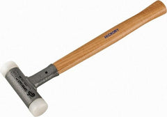 HALDER - 15 oz Head 1-3/16" Face Diam Nylon Dead Blow Hammer - 13" OAL, Hickory Handle - Americas Industrial Supply