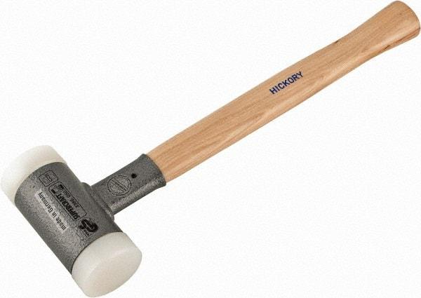 HALDER - 35 oz Head 2" Face Diam Nylon Dead Blow Hammer - 14-1/2" OAL, Hickory Handle - Americas Industrial Supply