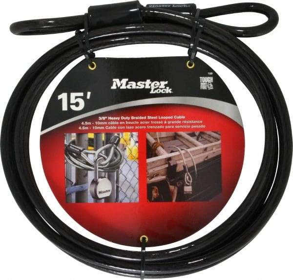 Master Lock - 15' Long Heavy Duty Cable - 3/8" Diam - Americas Industrial Supply