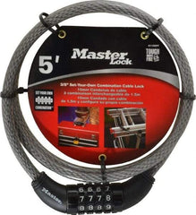 Master Lock - 5' Long Combination Cable Lock - 3/8" Diam - Americas Industrial Supply