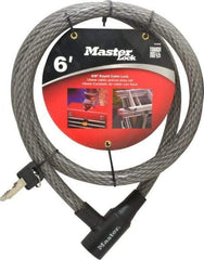 Master Lock - 6' Long Heavy Duty Cable Lock - 5/8" Diam, Keyed Different - Americas Industrial Supply